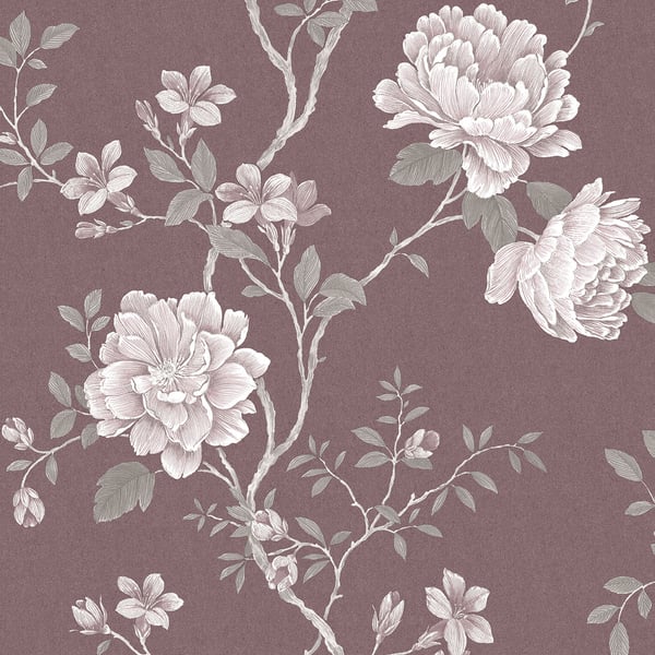 Galerie Wallpaper Product code: G45304 - Vintage Roses Wallpaper Collection - Burgundy Grey Colours -  