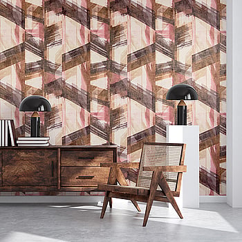 Galerie Wallcoverings Product Code 26798 - Crafted Wallpaper Collection - Pink Bronze Gold White Colours -  