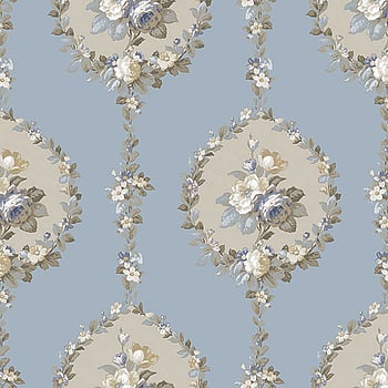 Galerie Wallcoverings Product Code 3906 - Italian Damasks 3 Wallpaper Collection - Blue Cream Beige Colours -  