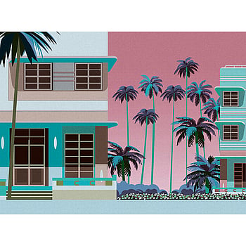 Galerie Wallcoverings Product Code WH45259M - Welcome Home Murals Wallpaper Collection - Blue, Multi-coloured, Pink Colours -  